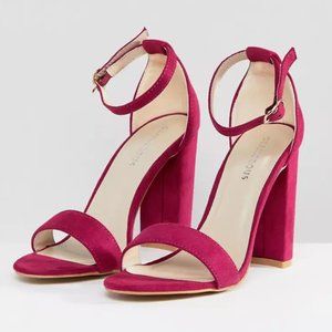 Fuschia Block Heeled Sandals